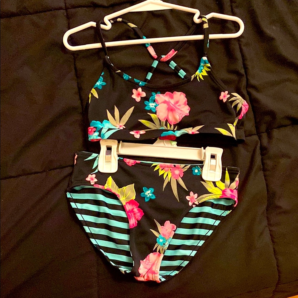 Justice Little Girls Floral 2 Piece Swim Set -
